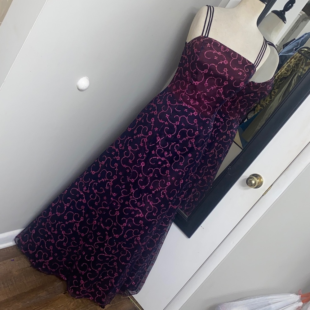 VNTG MORGAN CO PROM DRESS MAXI GOTH 90s FLORAL SHEER BURNOUT WHIMSIGOTH VAMPY